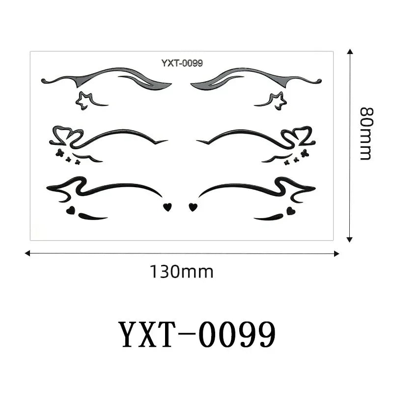 Gothic Metallic Eye Corner Temporary Tattoo Stickers | Cosplay Face Tattoo Stickers PRIMED YXT-099-1Pc