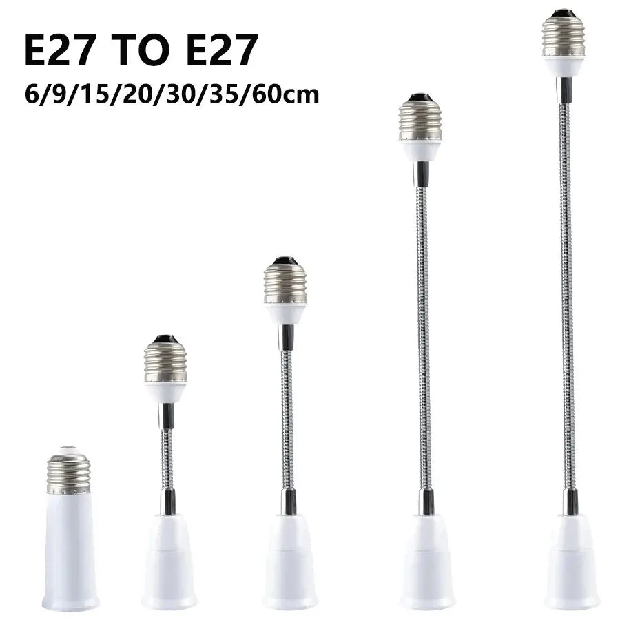 Flexible E27 to E27 Lamp Socket Adapter 6–60cm Extension Lamp Socket Adapter PRIMED