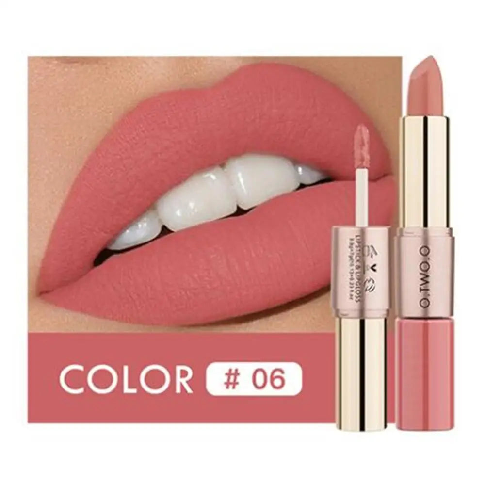O.TWO.O 2-in-1 Matte Lipstick & Lip Gloss – 12 Colors Matte Lip Gloss PRIMED 06