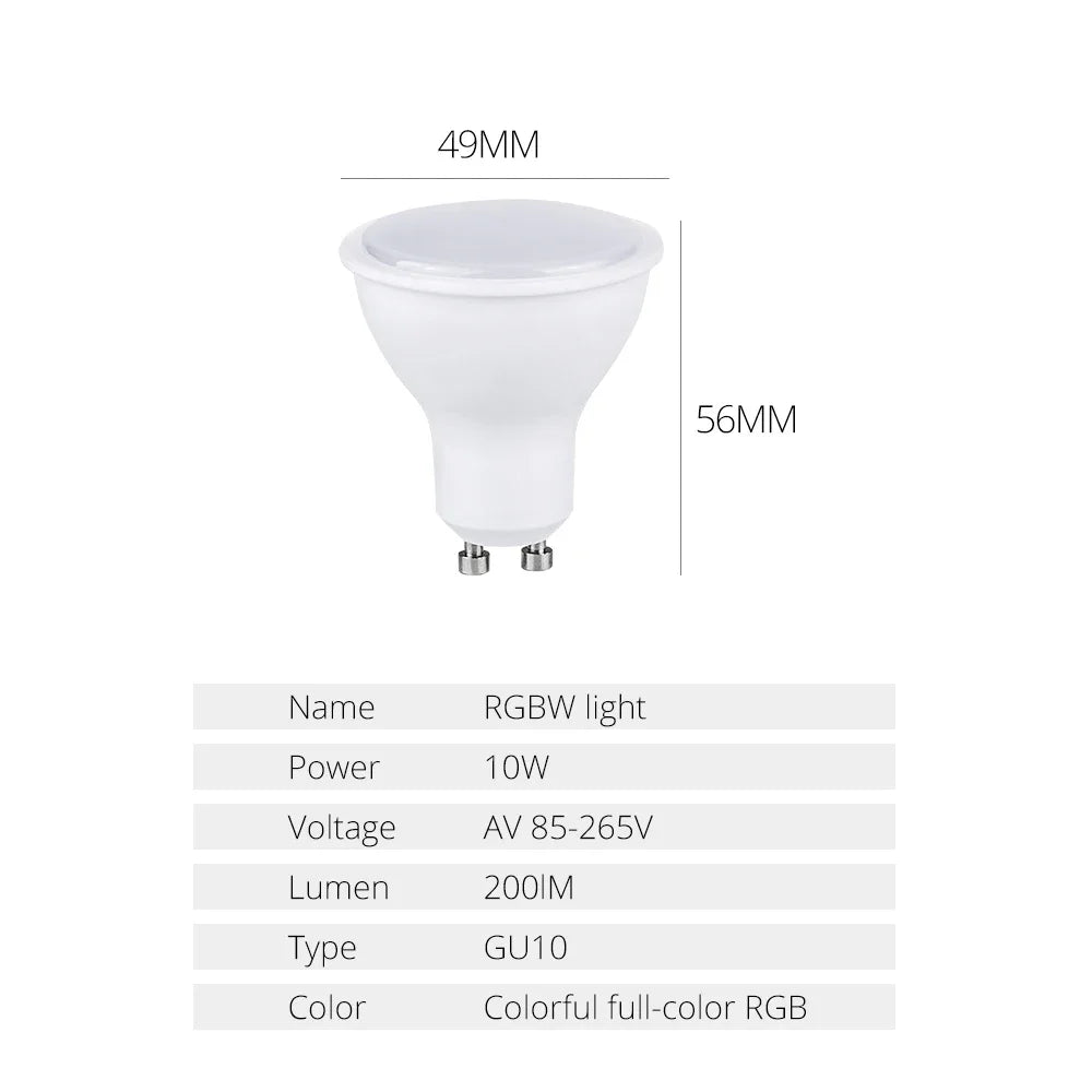 GU10 RGBW 10W Dimmable LED Spotlight – 16 Colors IR Remote LED Spotlight Bulb PRIMED