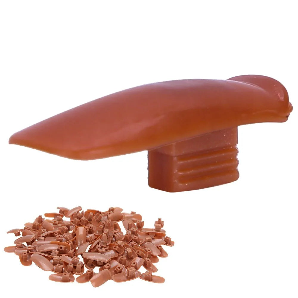 300Pcs ABS Nail Practice Replacement Tips – Brown Finger Tips Nail Practice Tips PRIMED