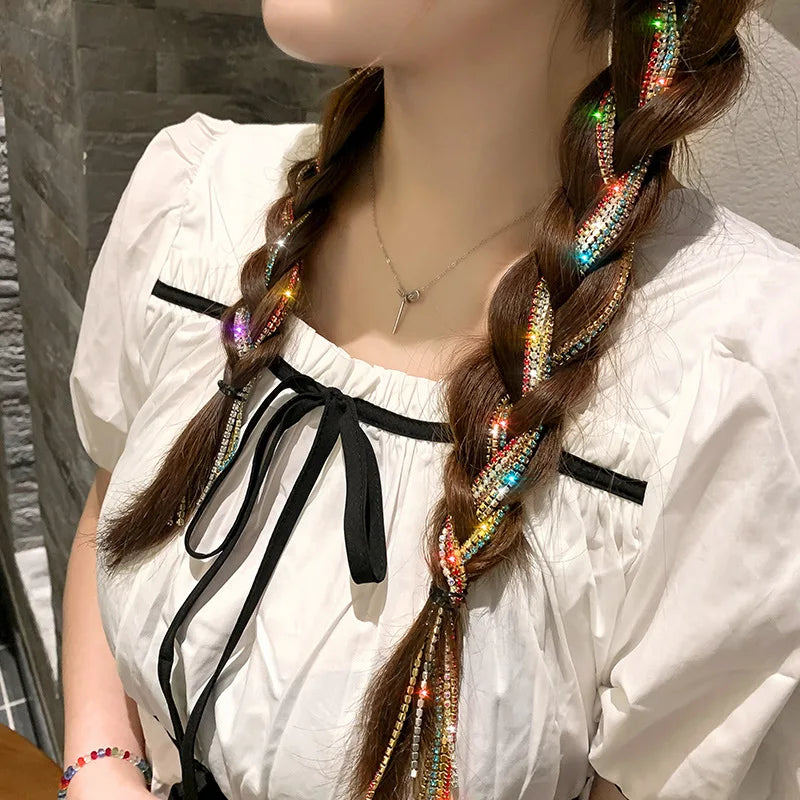 Rhinestone Chain Hair Clip – Tassel Feather Hairpin Accessory