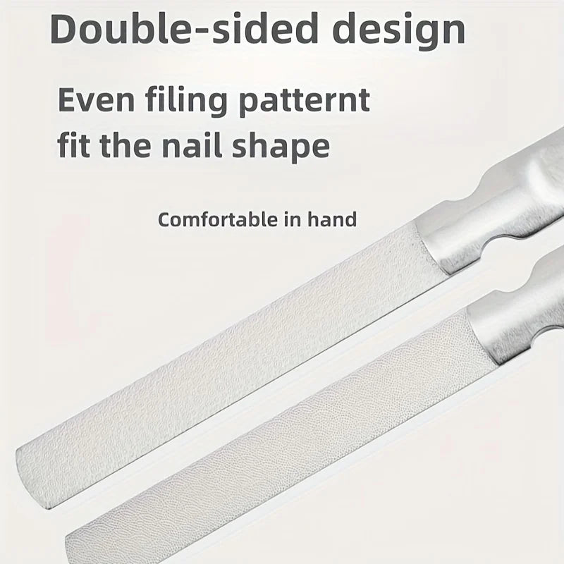 Ouriner Double-Sided Stainless Steel Nail File with Pouch