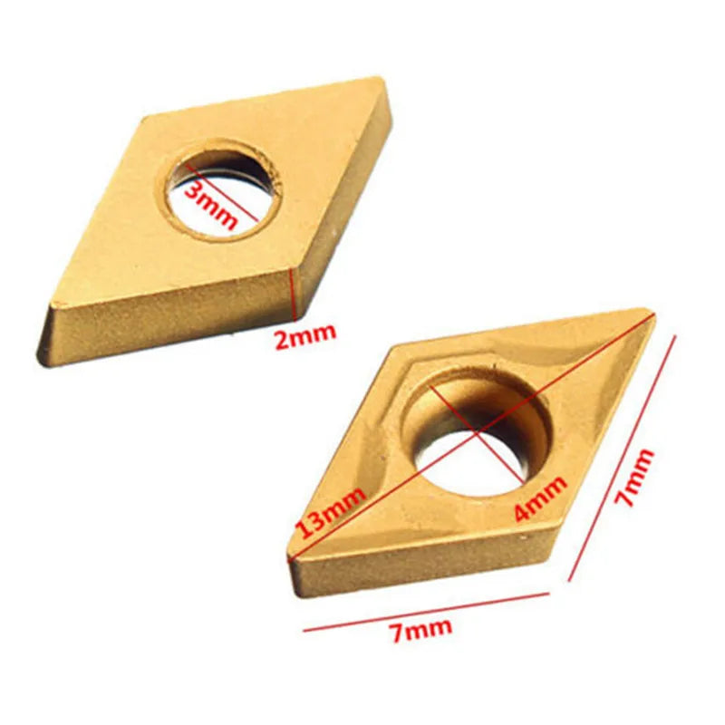 DCMT070204 YBC251 Gold Carbide Inserts 7×7×2mm 10 Pack