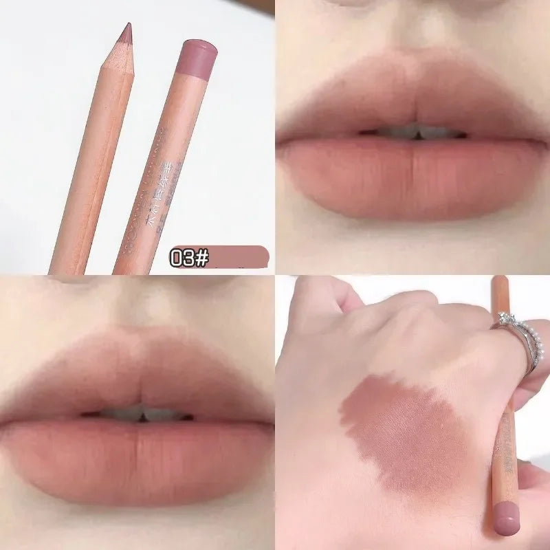 Wooden Matte Lip Liner Pencil – Waterproof Nude Contour
