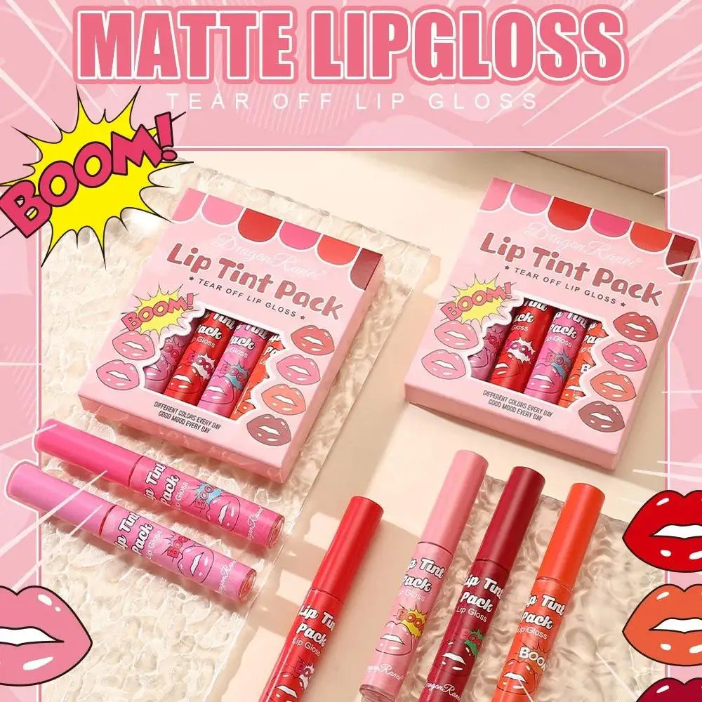 Dragon Ranee 6-Piece Tear-Off Lip Gloss Set | Matte Velvet Lip Gloss Set PRIMED