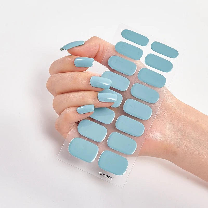 Semi-Cured Gel Nail Wraps Full Cover Stickers – 16pc Set
