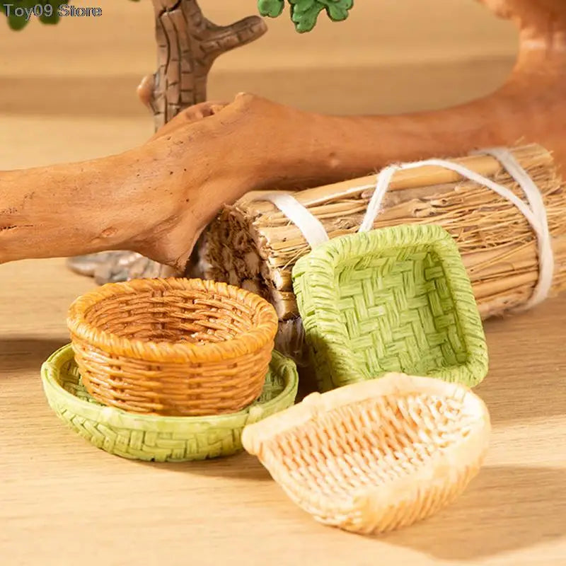 Miniature Bamboo Rattan Hand-Woven Basket & Chair Dollhouse Decor Dollhouse Miniature Decor PRIMED