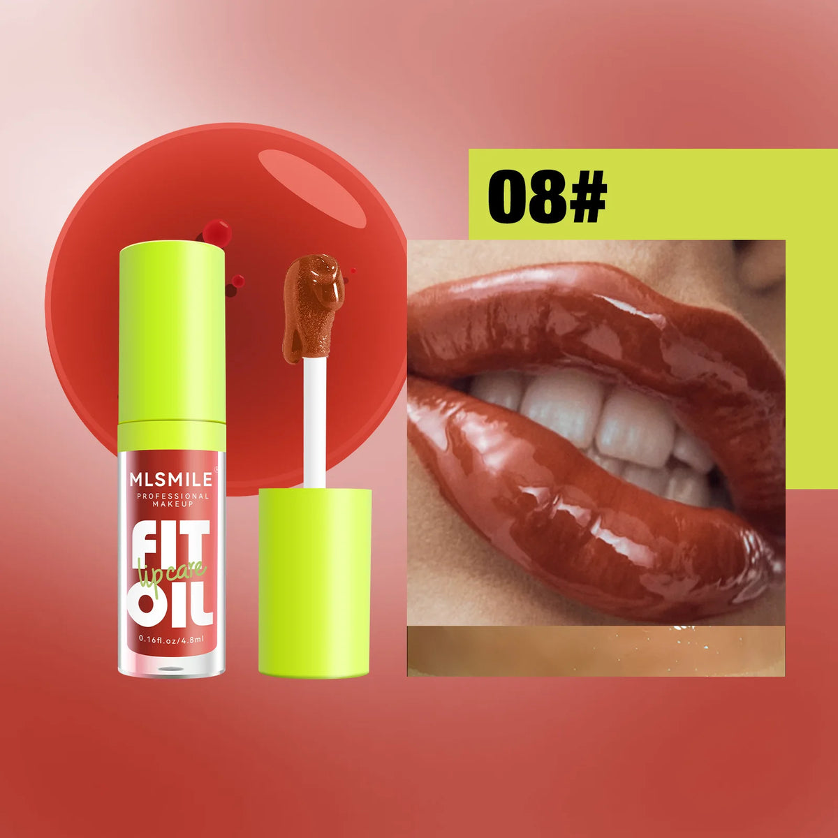 MLSMILE Hydrating Lip Oil Gloss – Pearlescent Mirror Plump Lips Lip Oil Gloss PRIMED 08