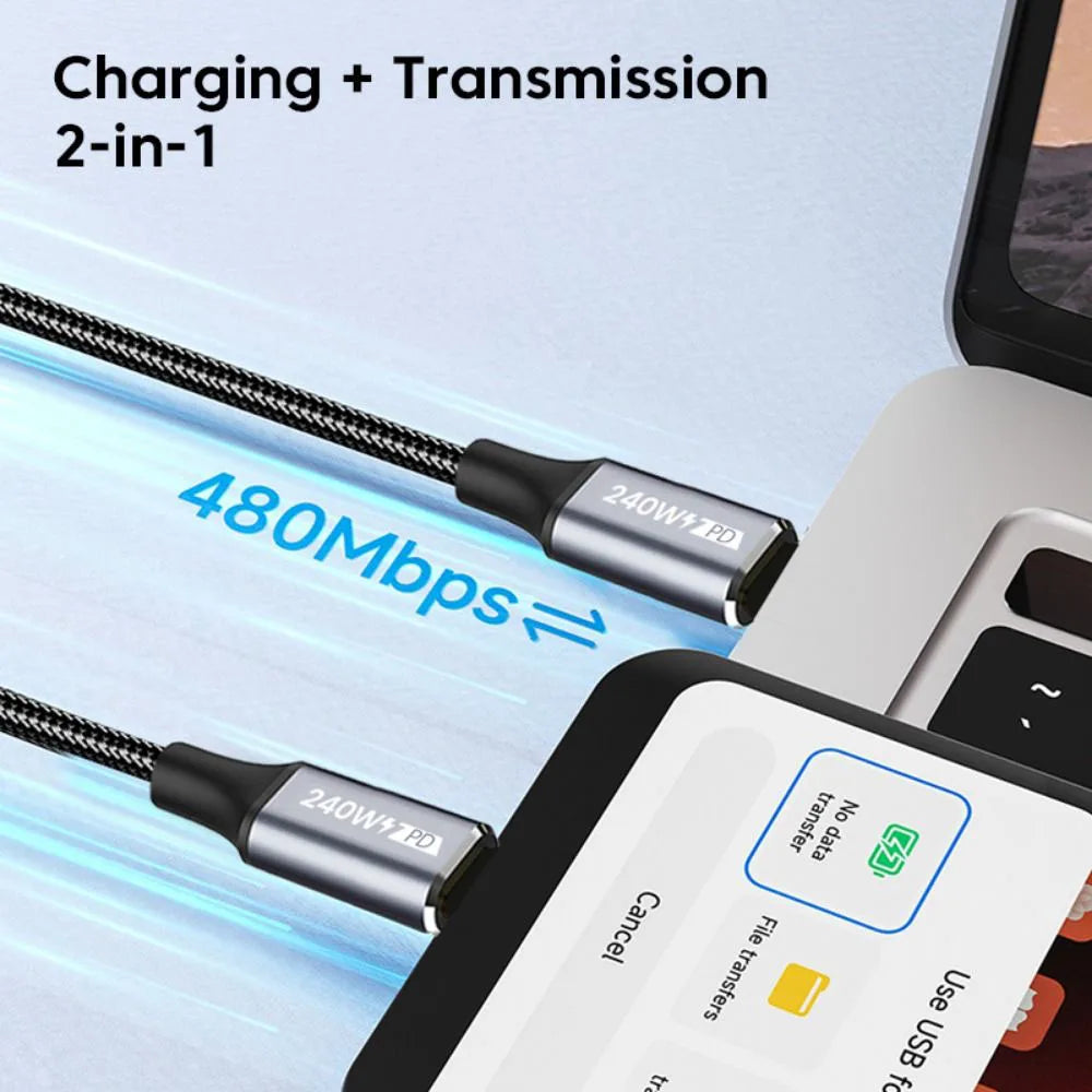 USB-C 90° Elbow PD Fast Charging Cable 240W 5A Nylon Braided USB-C Charging Cable PRIMED