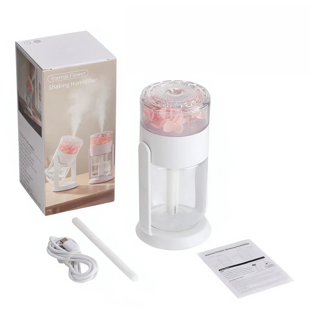 Preserved Flower USB Mini Humidifier – 7-Color LED & 360° Stand Mini Humidifier PRIMED WHITE USB Type-C