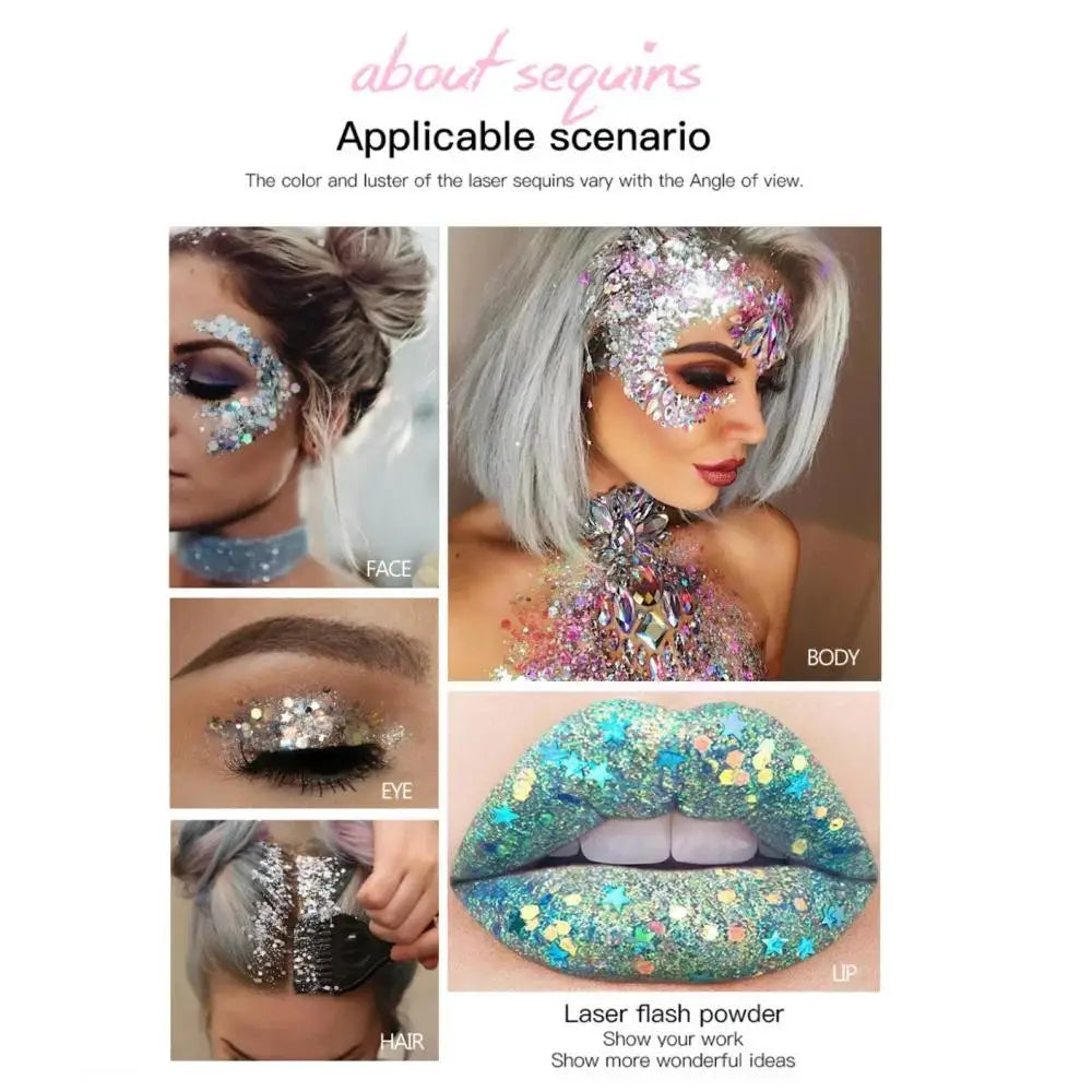 HANDAIYAN Body & Face Glitter Gel – Waterproof Sequins Makeup Body Glitter Gel PRIMED