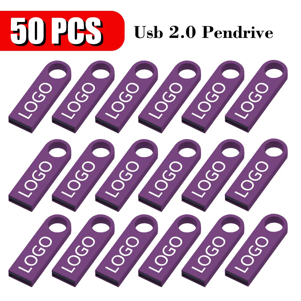 50-Pack Custom Logo USB 2.0 Flash Drives 1GB–64GB Metal USB Flash Drive PRIMED 2GB x50pcs Purple