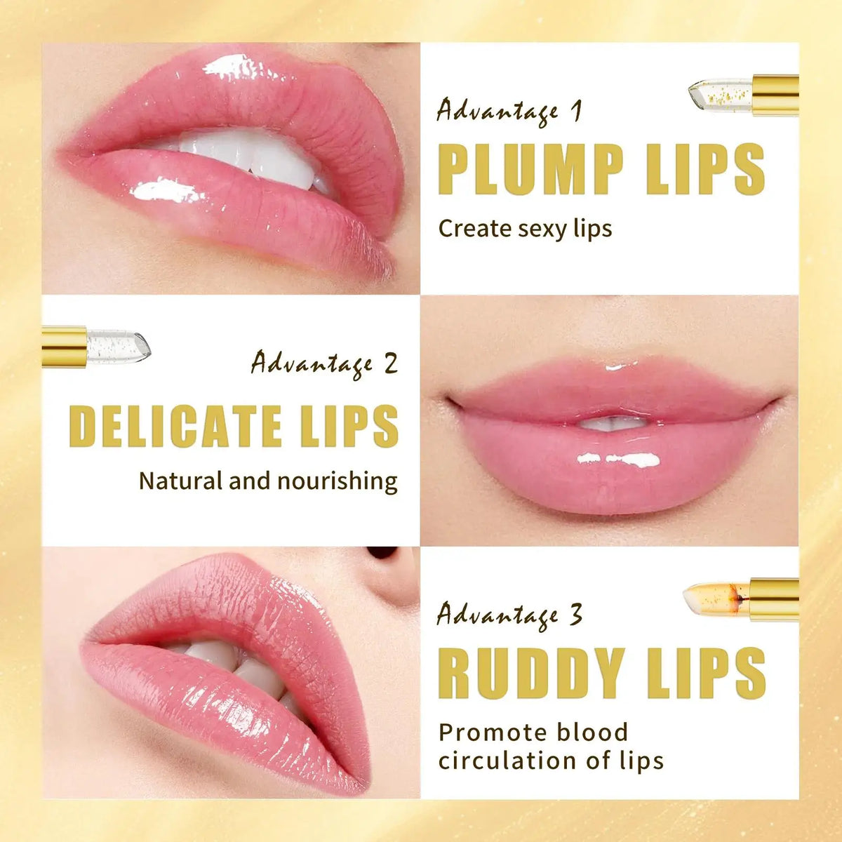 Hello Kiss Gold Foil Color-Change Plumping Lip Balm | Vegan Color Change Lip Balm PRIMED