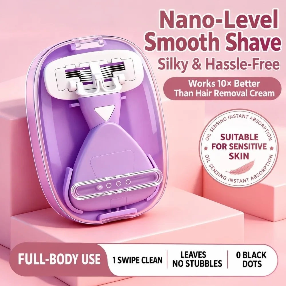 6-Blade Manual Body Razor with Storage Case – Men & Women