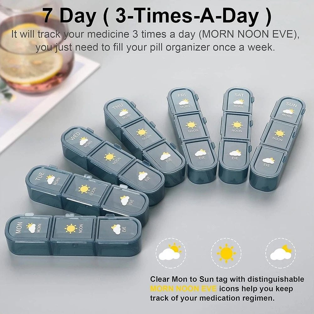 Weekly Pill Organizer 3–4x Daily | 7-Day 28-Compartment Box