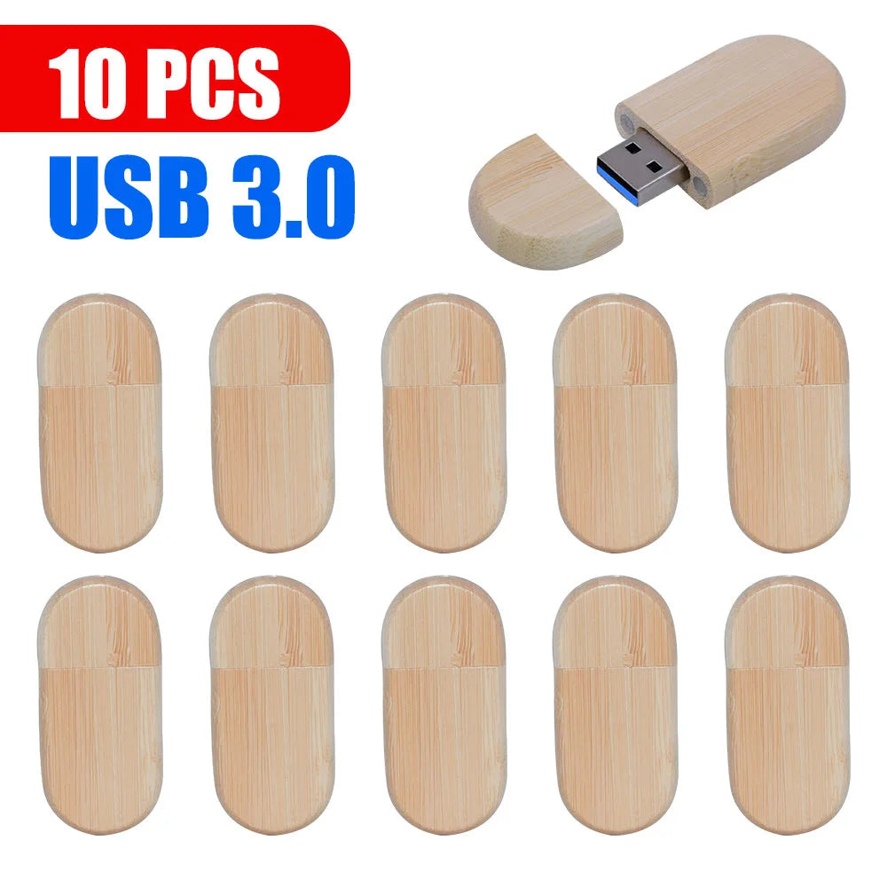10-Pack Custom Bamboo Wood USB 3.0 Flash Drives – Free Logo USB Flash Drive PRIMED 4GB bamboo