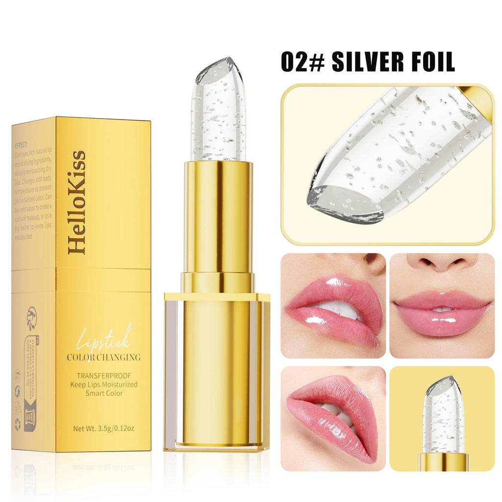 Hello Kiss Gold Foil Color-Change Plumping Lip Balm | Vegan Color Change Lip Balm PRIMED 02 Full Size
