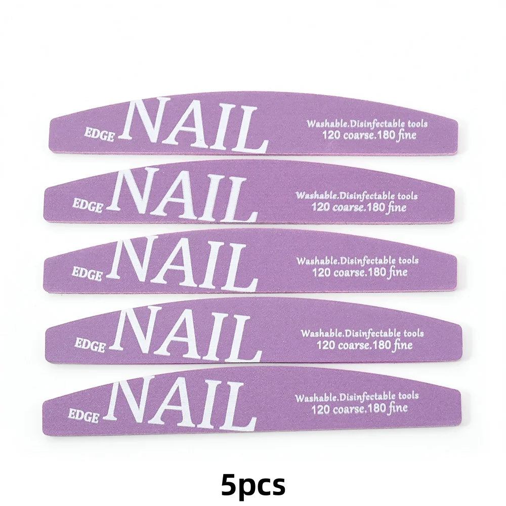 Purple Crescent Nail File Set | Dual 120/180 Grit Manicure Tool