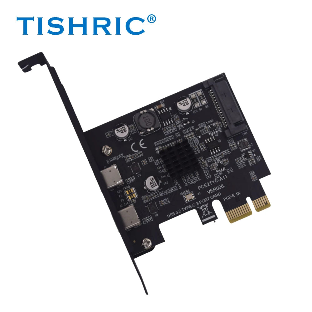 TISHRIC PCIe USB 3.2 Gen 2 Dual Type-C Expansion Card ASM3142 PCIe Expansion Card PRIMED black China Mainland