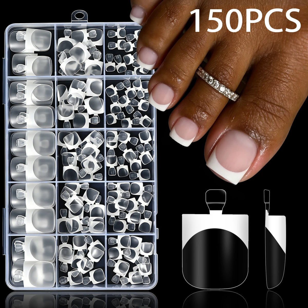 150Pcs Press-On Toenails – Ultra Thin French Matte Fake Nails