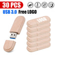 30-Pack Wooden USB 3.0 Flash Drives | Free Custom Logo Engraving USB Flash Drive PRIMED 4GB Maple No box