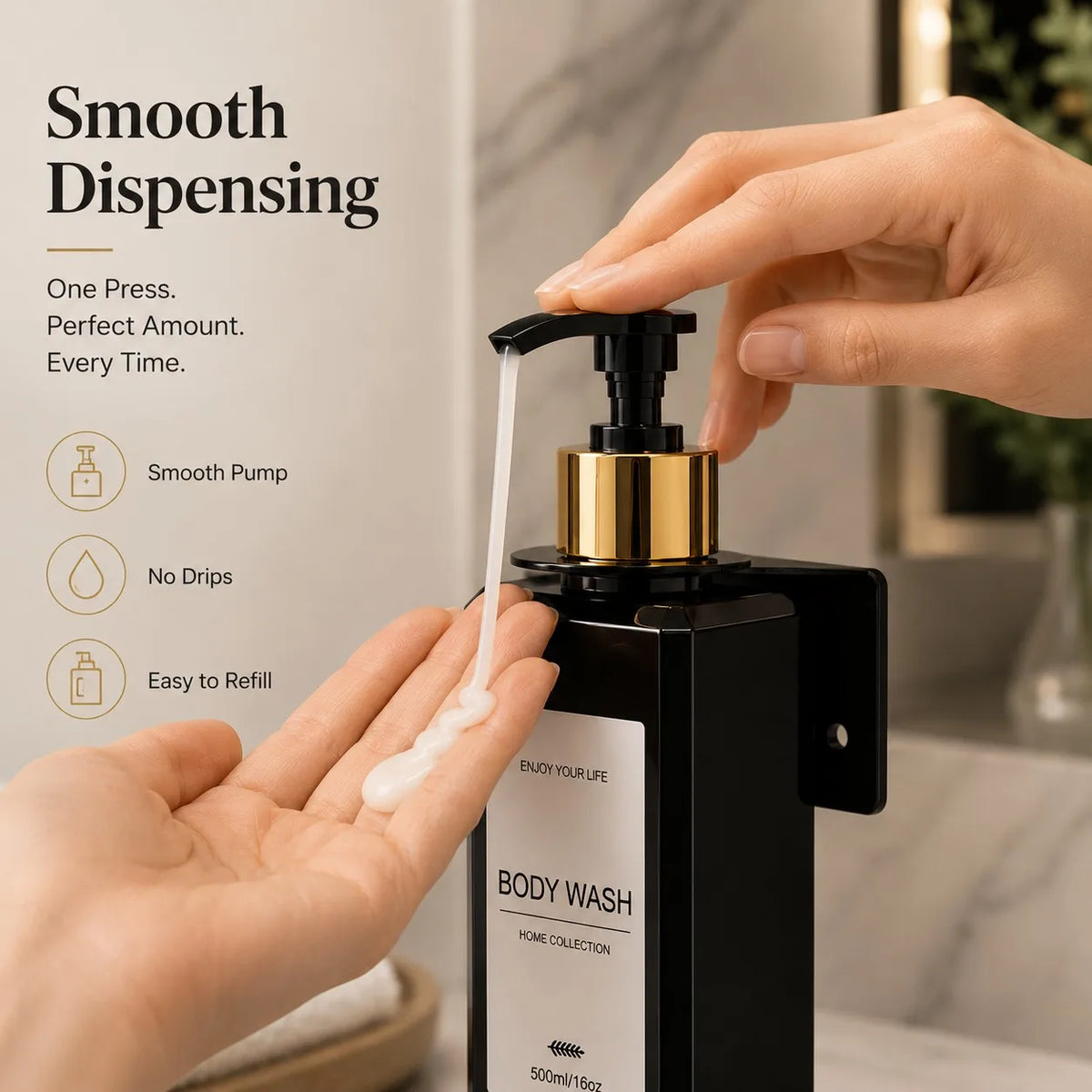 3-Pack 500ml Wall Mounted Shower Dispenser Set | Refillable Shower Dispenser Set PRIMED