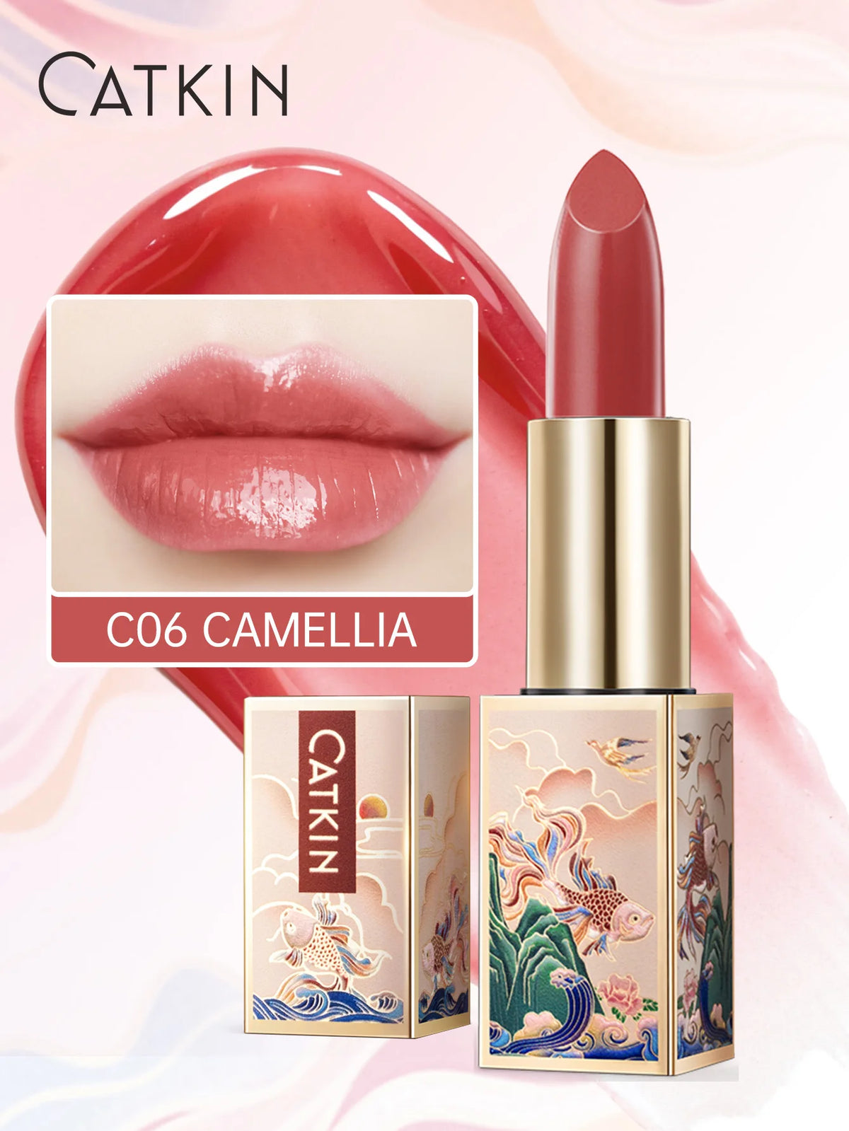 CATKIN Colored Lip Balm – Moisturizing & pH-Activated Glow Colored Lip Balm PRIMED C06 Camellia