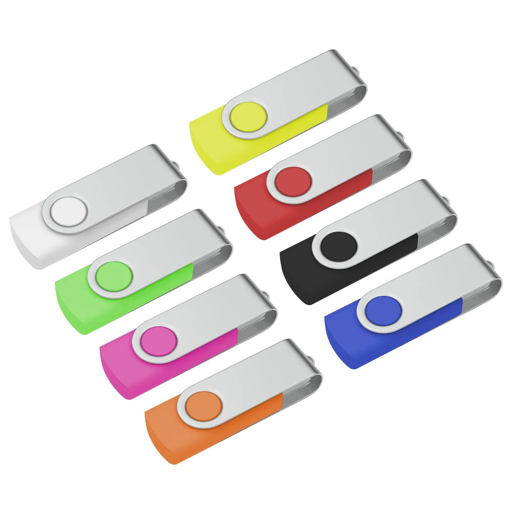Rotatable Colorful USB 2.0 Flash Drive 8GB–128GB Metal Pen Drive USB Flash Drive PRIMED