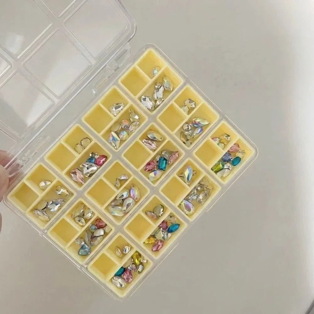 Transparent 36-Grid Nail Art Storage Box | Candy Colors