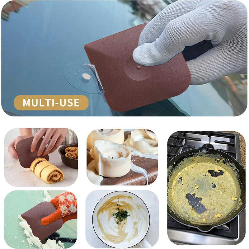 LMETJMA Non-Scratch Plastic Pan Scraper | Cast Iron Cleaner Pan Scraper Tool PRIMED