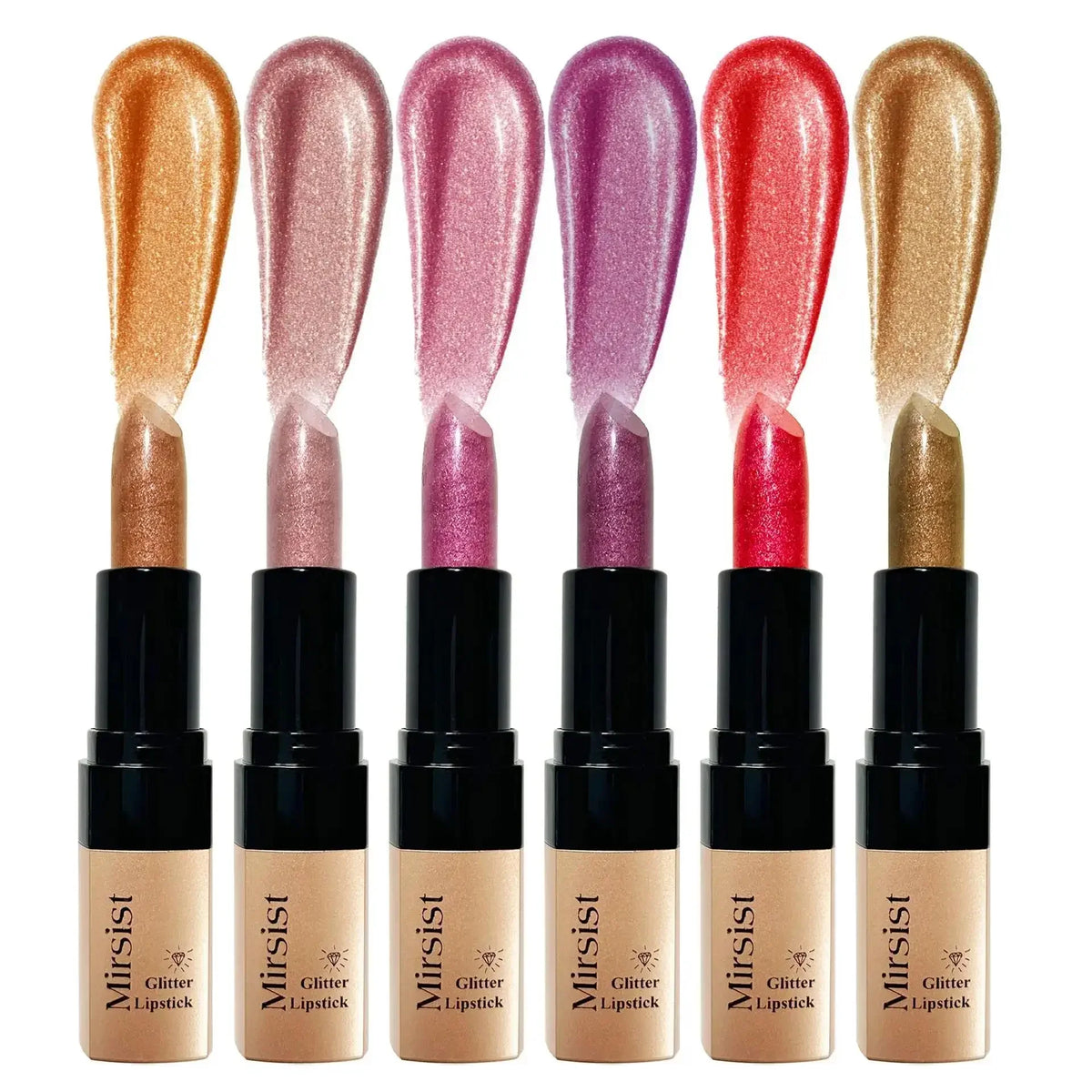 Mirsist Diamond Lip Gloss – 6-Shade Glitter Metallic Lipstick Glitter Lip Gloss PRIMED