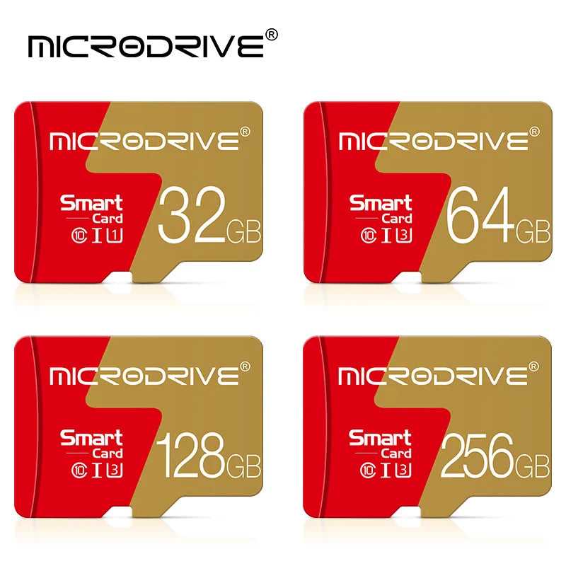 MicroDrive Micro SD Card 4–256GB Class 10 U3 V30 + Adapter Micro SD Card PRIMED