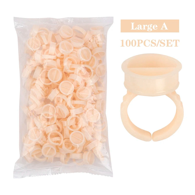 100Pcs Disposable Lash Glue Rings | Eyelash Extension Supplies Lash Extension Accessory PRIMED 100pcs yellow largeA