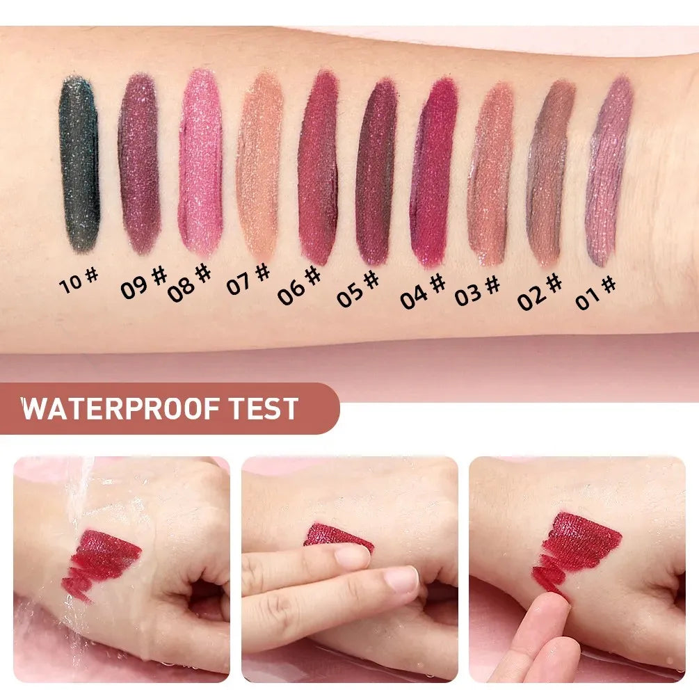 QiBest Diamond Shimmer Lip Gloss – 10 Colors, Waterproof
