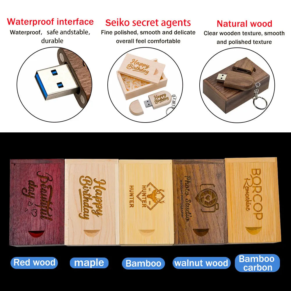 64GB Wooden Bamboo USB 3.0 Flash Drive – Free Custom Logo USB Flash Drive PRIMED