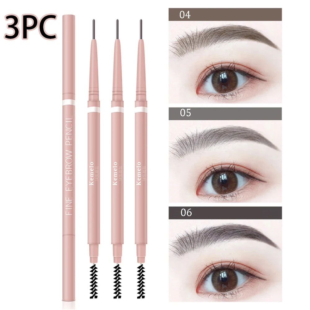 1.5mm Ultra Fine Waterproof Eyebrow Pencil with Brush – 6 Shades
