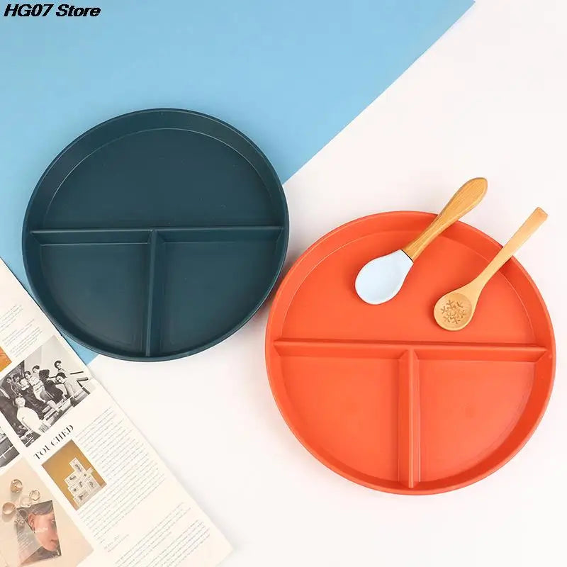 3-Compartment Portion Control Plate | Microwave-Safe Wheat Straw