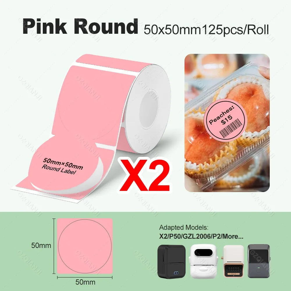 P2 Mini Bluetooth Thermal Label Printer – Inkless Sticker Maker Thermal Label Printer PRIMED Only 2PK Round