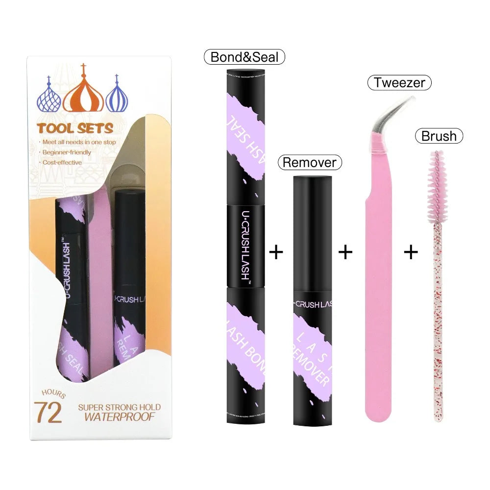 Waterproof Lash Extension Glue Kit with Remover & Tweezers