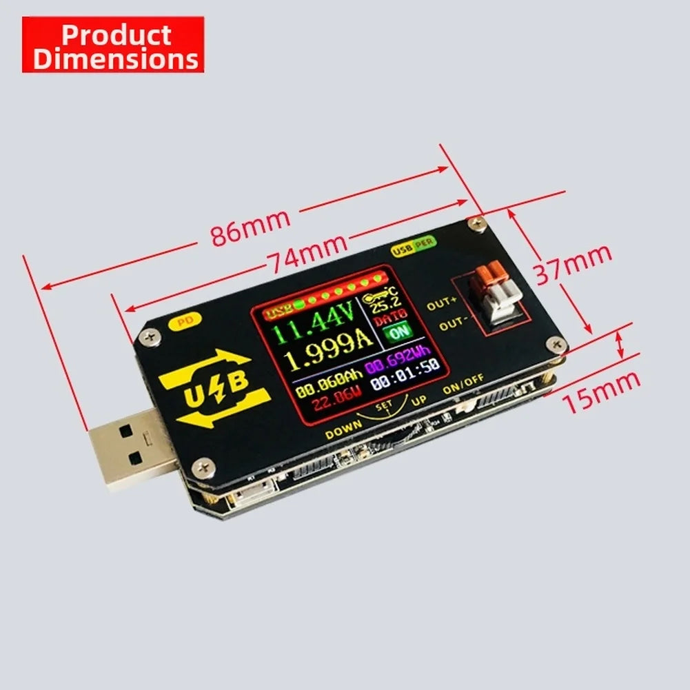 USB Tester 1.44" LCD | PD Power Detection & Adjustable Output