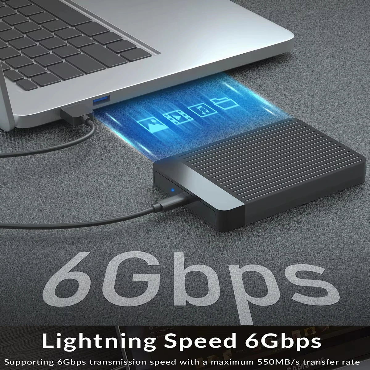 USB 3.1 2.5" SATA SSD HDD Enclosure – 6Gbps External Case HDD SSD Enclosure PRIMED