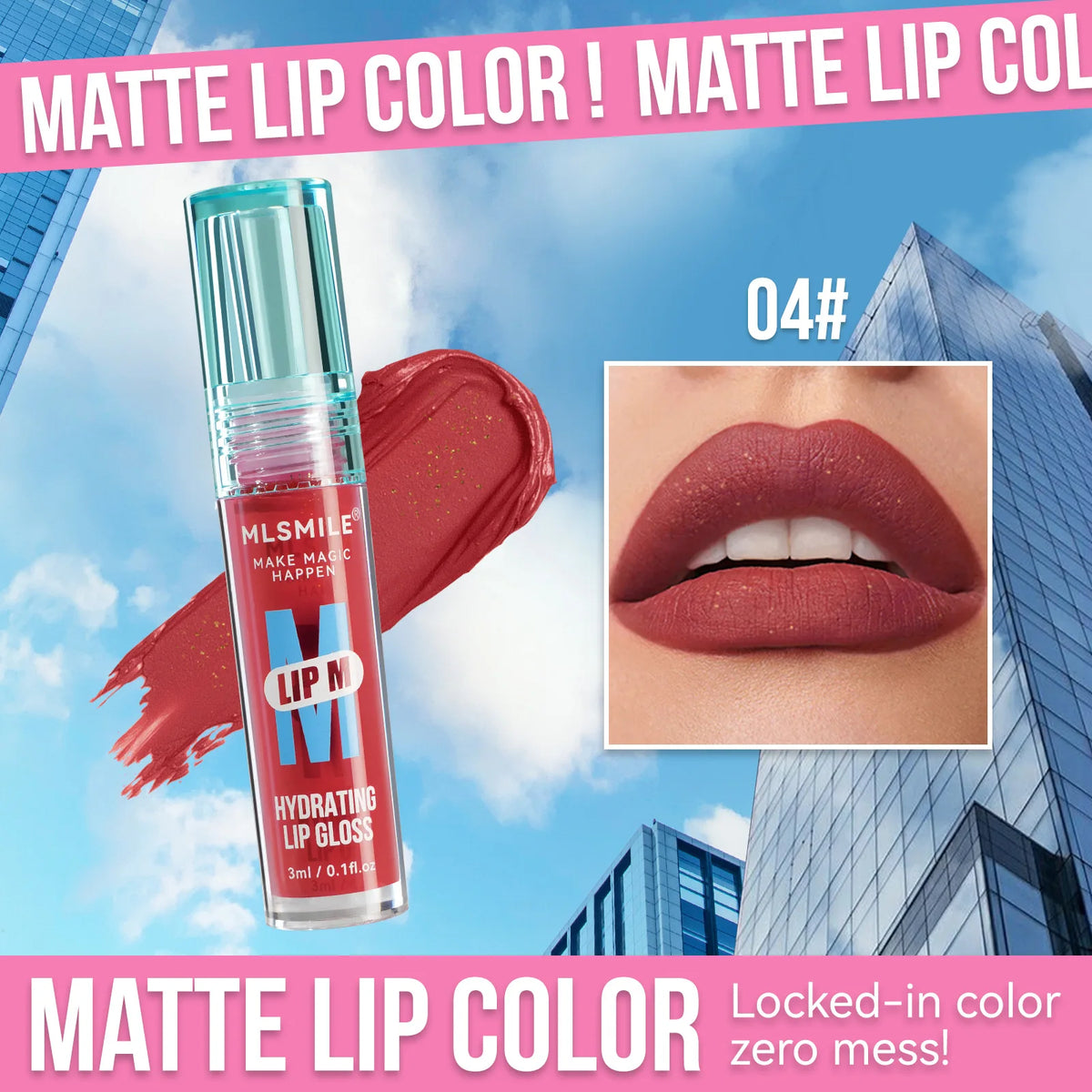 MLSMILE Pearl Nude Lip Gloss – Waterproof Moisturizing Glaze Lip Gloss PRIMED 04