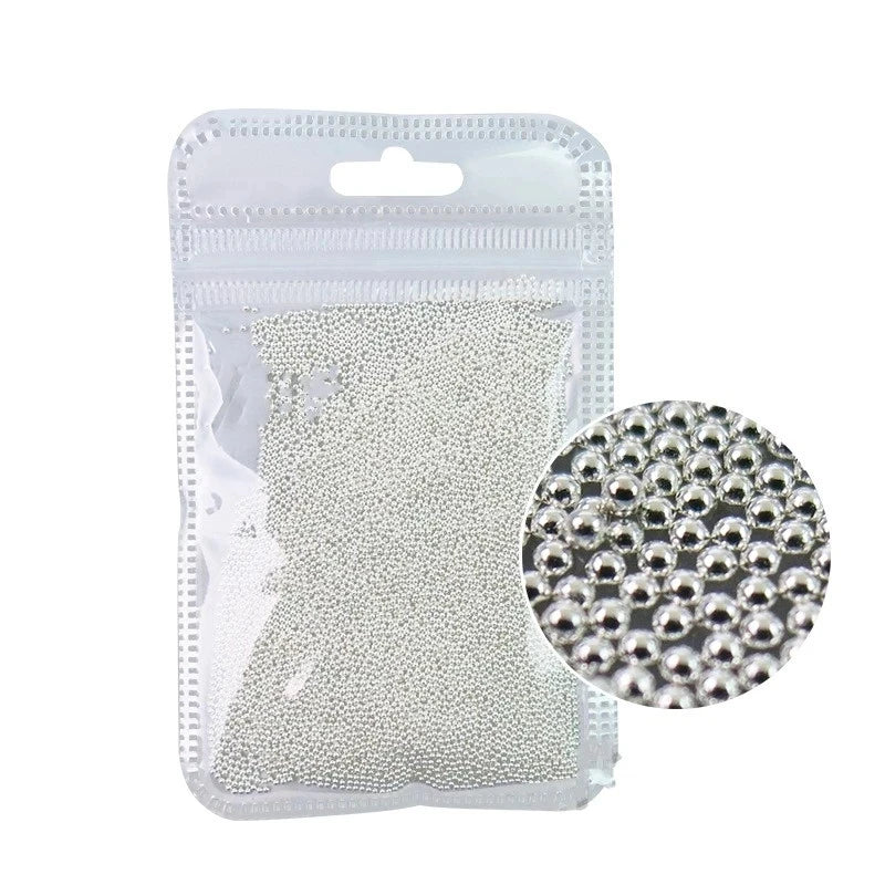Nail Art Metal Round Beads 0.8–3.0mm Gold Silver | 12-Grid Box Nail Art Beads PRIMED ZD022-1(10g)