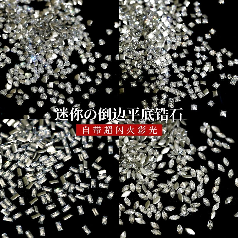 50 Pcs 5A Zircon Crystal Nail Rhinestones – Multi-Shape Charms Nail Art Rhinestones PRIMED