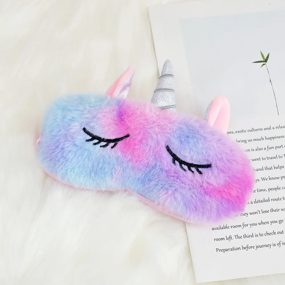 Unicorn Plush Sleep Mask – Soft Blackout Eye Cover for Girls