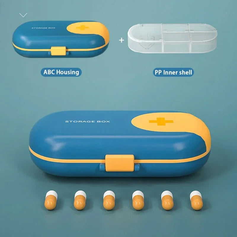 Travel Pill Organizer with Cutter & 4 Compartments | BPA-Free Pill Organizer Case PRIMED