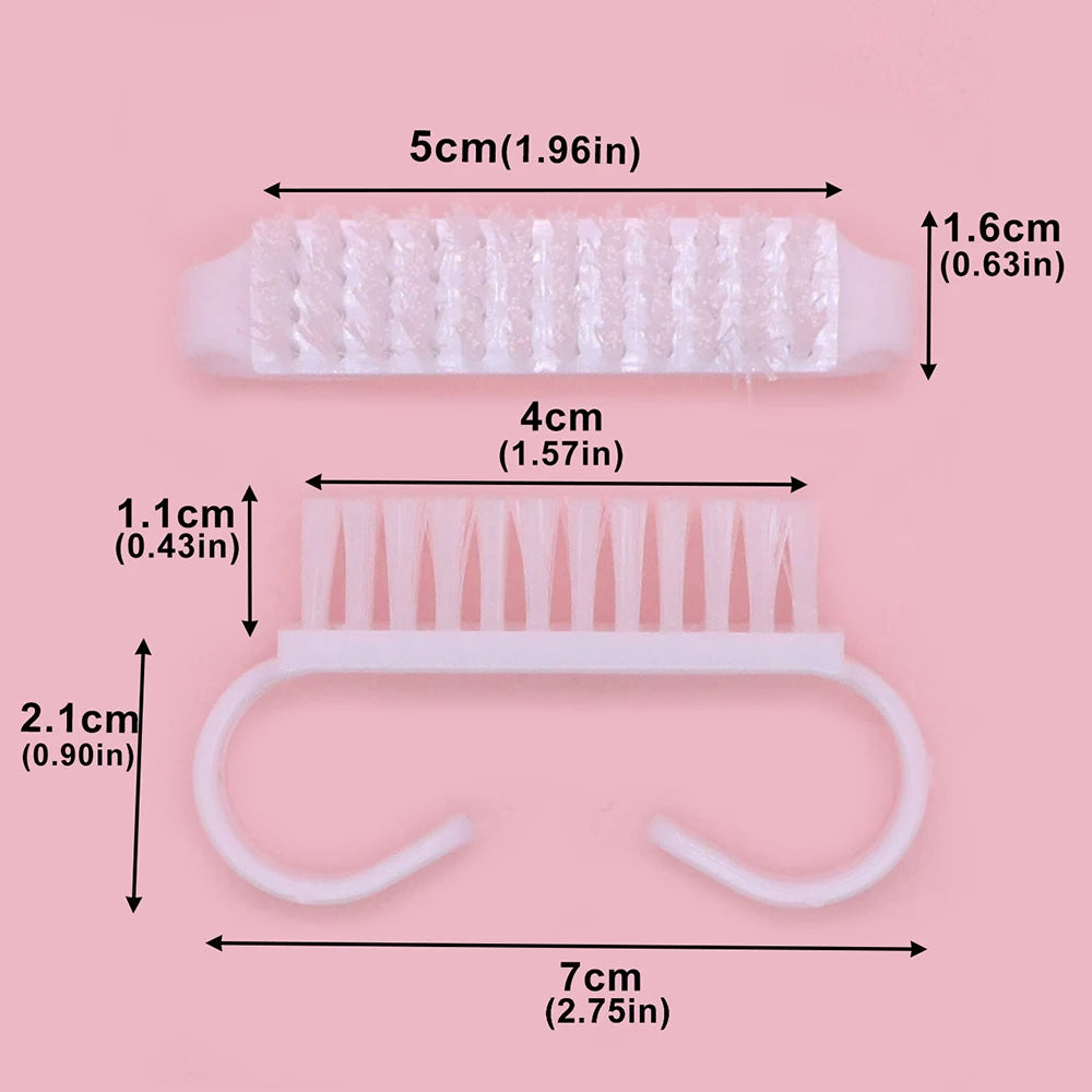 White Nail Cleaning Brush Set – Finger-Ring Manicure Tool Nail Cleaning Brush PRIMED
