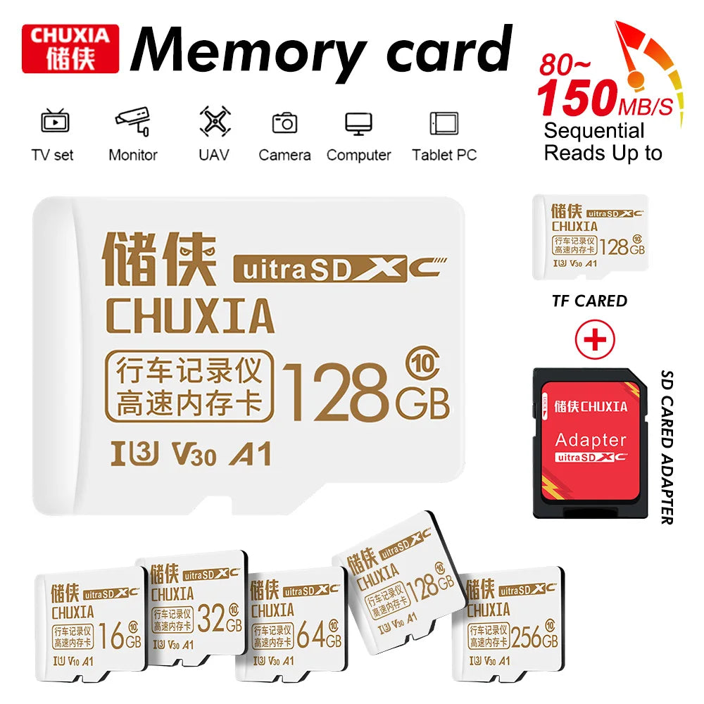 Micro SD Card 64GB 128GB Class 10 TF Flash Card + SD Adapter Micro SD Flash Card PRIMED