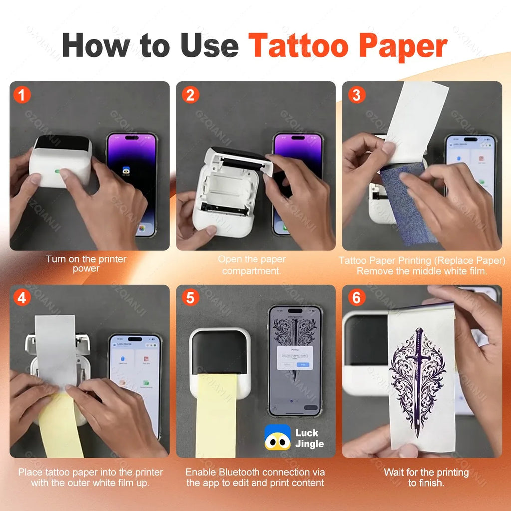 58mm Bluetooth Tattoo Stencil Printer – Mini 2" Thermal Maker Tattoo Stencil Printer PRIMED
